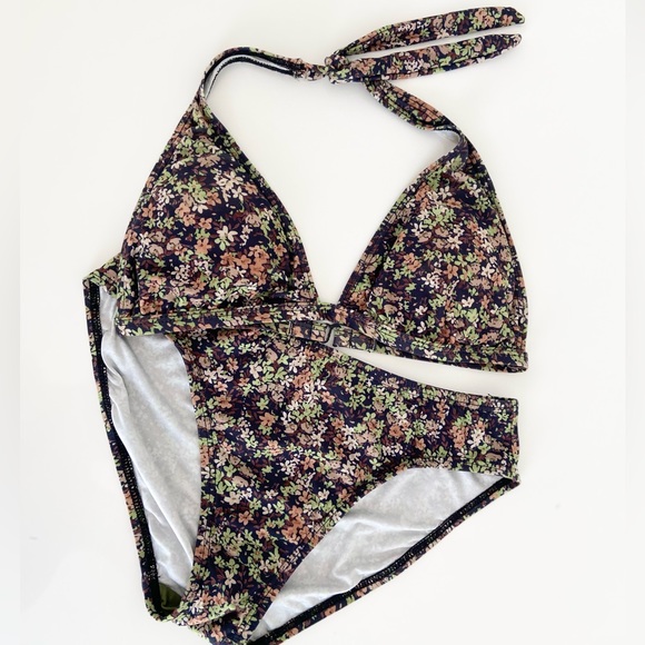 Vintage Robin Piccone Disty Floral Print Cheeky Bikini size Small Made in USA - Picture 4 of 7